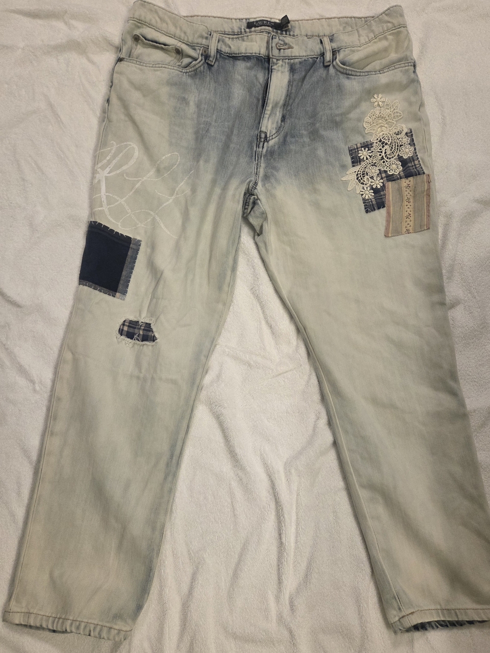 Ralph Lauren Patchwork Ankle Jeans.